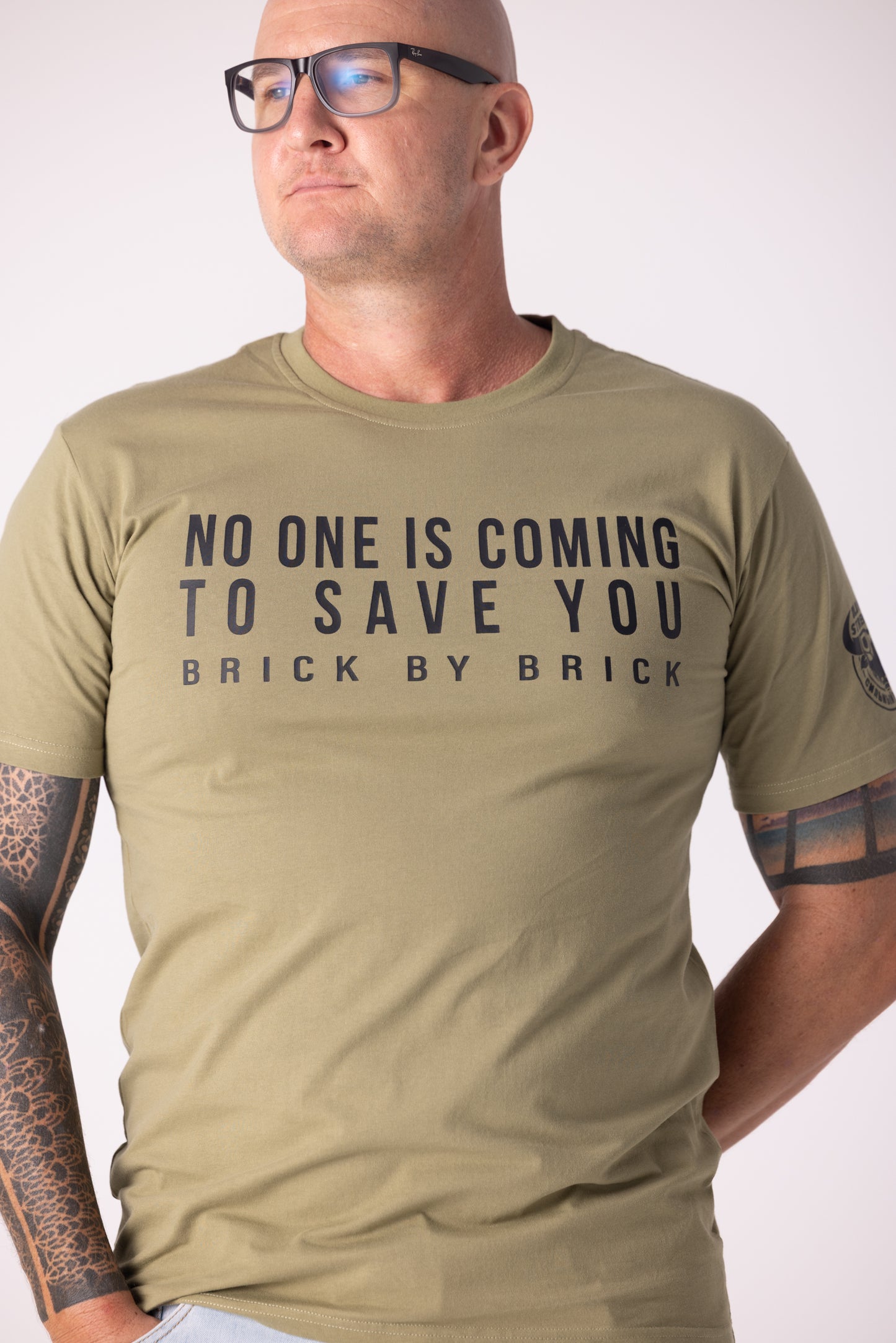 Old Man Strength Original Range - Brick Army Green T-Shirt