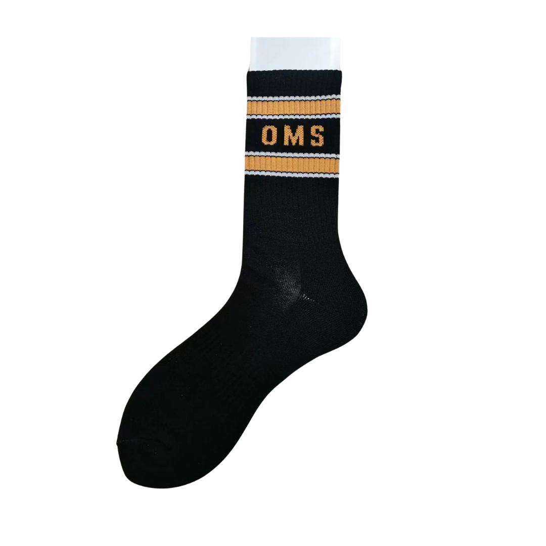 Old Man Strength Crew Socks - Orange & Black Retros